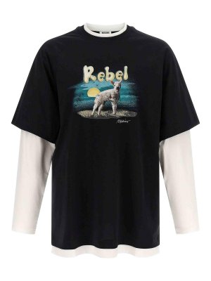 MOSCHINO: t-shirt - T-shirt 'ribelle' doppio strato