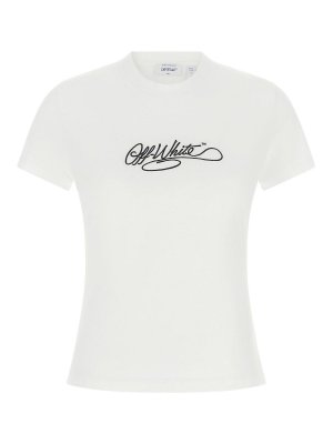 OFF-WHITE: t-shirts - Logo embroidery t-shirt