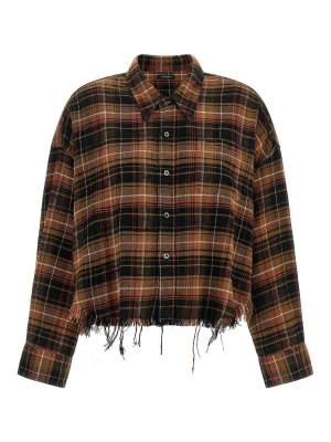R13: shirts - Raw cut cropped shirt