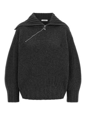 The Attico: Strickpullover mit Rundhalsausschnitt - Rundhalspullover - Grau