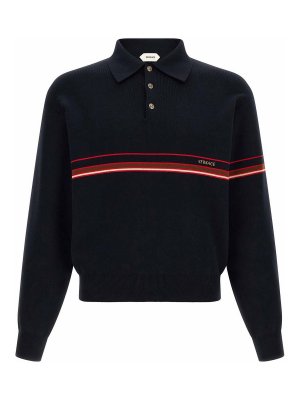 VERSACE: polo shirts - Inlaid striped polo shirt