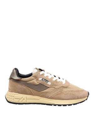 AUTRY: trainers - Reelwind Sneakers In Camel Mesh And Suede