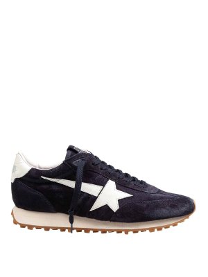 GOLDEN GOOSE: trainers - Blue Suede Running Sneakers
