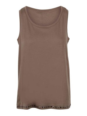 S MAX MARA: Tops & Tank tops - Cotton Jersey And Modal Top With Studs