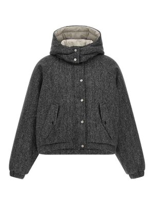 BRUNELLO CUCINELLI: Kurze Daunenjacken - Daunenjacke - Grau
