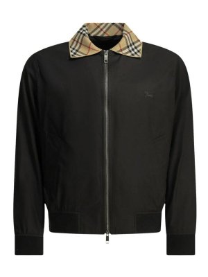 BURBERRY: bombers - Check-Collar Harrington Bomber Jacket