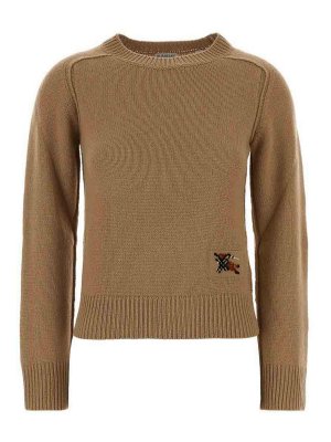 BURBERRY: crew necks - Logo-Patch Round-Neck Sweater