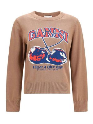 GANNI: crew necks - Oversized Graphic Jumper
