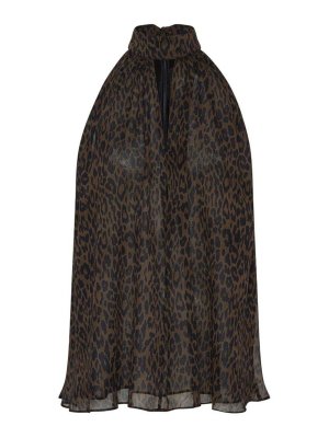 ROTATE Birger Christensen: Tops & Tank tops - Leopard Halter Top