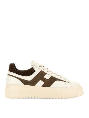 HOGAN: trainers - Light Beige Sneakers With Brown Suede Details