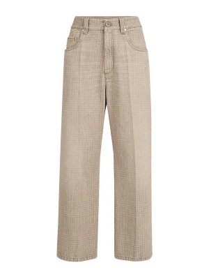 BRUNELLO CUCINELLI: straight leg jeans - Prince Of Wales Denim Trousers