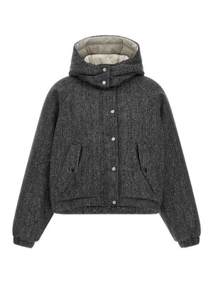 BRUNELLO CUCINELLI: padded coats - Hooded Tweed Puff Coat
