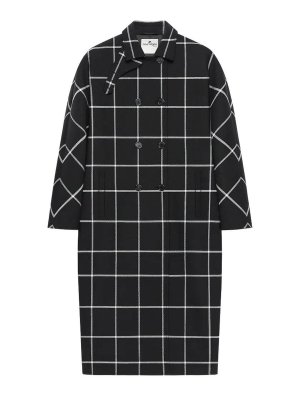 Courreges: knee length coats - Checked Oversized Tailored Coat