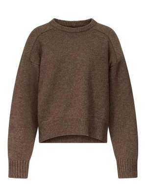 LOULOU STUDIO: Strickpullover mit Rundhalsausschnitt - Rundhalspullover - Braun