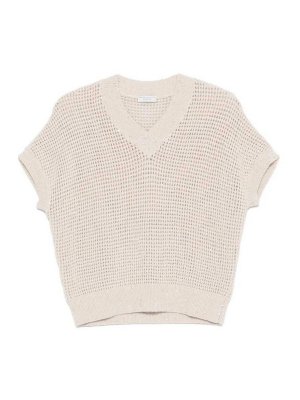 PESERICO: Suéteres con cuello pico - Suéter Cuello Redondo - Blanco