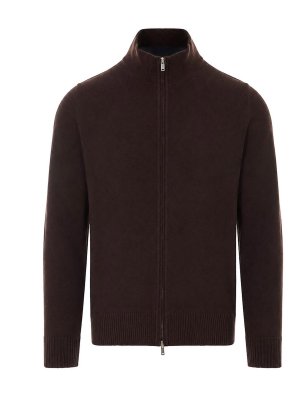 ALPHA STUDIO: Turtlenecks & Polo necks - Brown Blouson With Frontal Zip Closure
