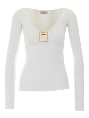 ELISABETTA FRANCHI: Tops y camisetas sin mangas - Top - Blanco