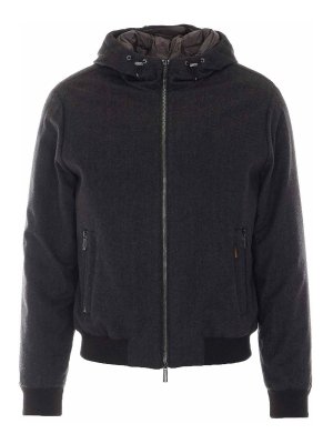 MOORER: padded jackets - Blue Moro Brown Oniro Down Jacket