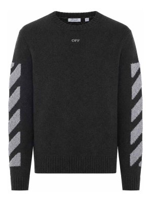 OFF-WHITE: crew necks - Diagonal Fuzzy Sweater