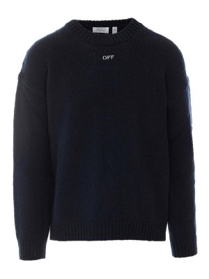 OFF-WHITE: maglia collo rotondo - Maglione con maxi ricamo Arrow