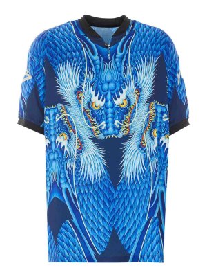 Y-3: t-shirt - T-shirt in raso con drago