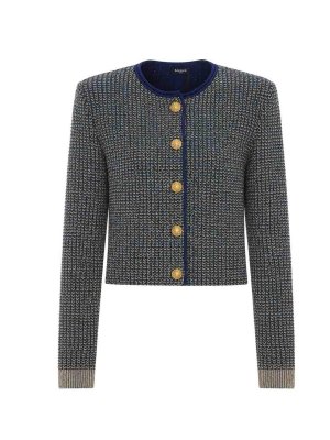 Balmain: Cárdigans - Cárdigan - Azul
