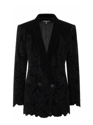 Balmain: casual jackets - Velvet Embroidered Jacket