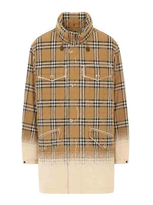 BURBERRY: parkas - Tropical Gabardine Parka With Gradient Check