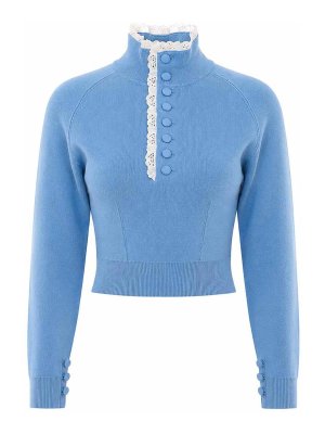 CHLOE': crew necks - Light Blue Sweater