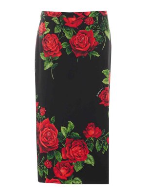 DOLCE & GABBANA: gonne al ginocchio  e longuette - Gonna longuette con stampa rose
