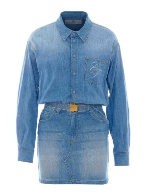 ELISABETTA FRANCHI: abiti al ginocchio - Abito in denim blu