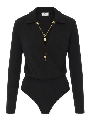 ELISABETTA FRANCHI: Tops & Tank tops - Viscose Yarn Body With Jewel Chain