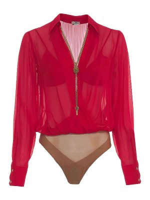 ELISABETTA FRANCHI: Tops & Tank tops - Red Passion Georgette Fabric