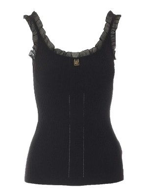 ELISABETTA FRANCHI: Tops y camisetas sin mangas - Top - Negro