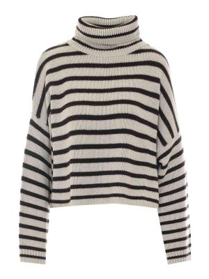 LISA YANG: crew necks - Oyster Zerlina Stripes Sweater