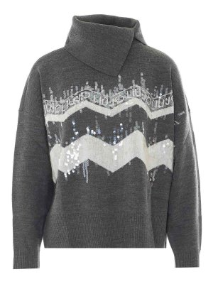 Liu Jo: Cuellos altos y polos - Suéter Con Cuello Alto - Gris