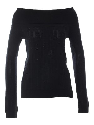 Liu Jo: Strickpullover mit Rundhalsausschnitt - Rundhalspullover - Schwarz