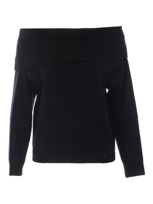 LOULOU STUDIO: Strickpullover mit Rundhalsausschnitt - Rundhalspullover - Schwarz