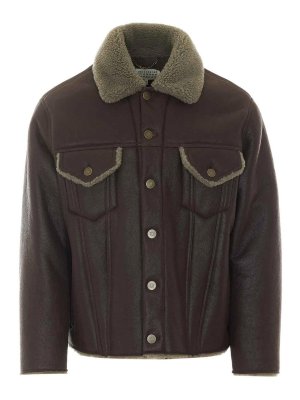 Maison Margiela: Turtlenecks & Polo necks - Brown Shearling Jacket