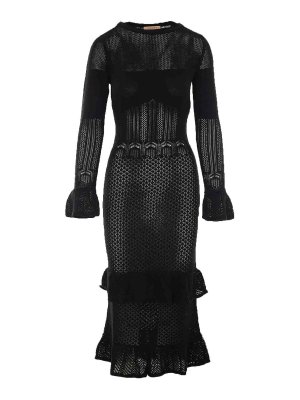 TWINSET: Knielange Kleider - Knielanges Kleid - Schwarz