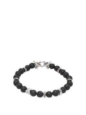 SALVATORE FERRAGAMO: Bracelets & Bangles - Black And Silver Beads Bracelet