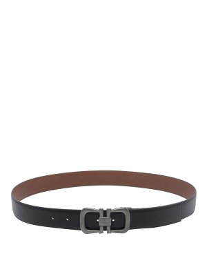 SALVATORE FERRAGAMO: belts - Black Adjustable Gancini Belt