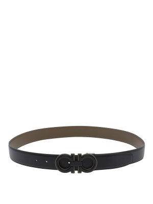SALVATORE FERRAGAMO: belts - Black And Brown Gancini Belt