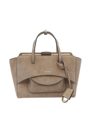 HIDESINS: totes bags - Camel Medium Suede Flap Handbag