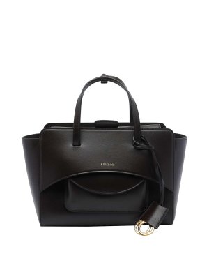 HIDESINS: shopper - Borsa con patta marrone scuro
