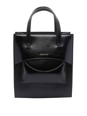 HIDESINS: totes bags - Black Pocket Crisp Handabg