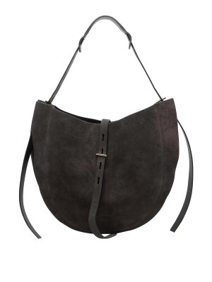 MINOBOSSI: shoulder bags - Brown Liz Suede Shoulder Bag