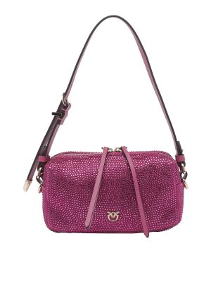 Pinko: cross body bags - Mini Full Strass Boston Bag