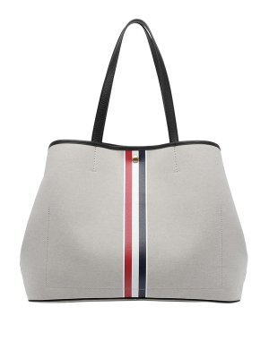 THOM BROWNE: totes bags - Grey Rwb Stripe Tool Tote Bag