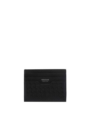 SALVATORE FERRAGAMO: clutches - Black Monogram Cards Holder